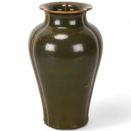 226 - A Chinese Qing style baluster vase, with monochrome tea-dust glaze, Qing mark to base, height 28cm