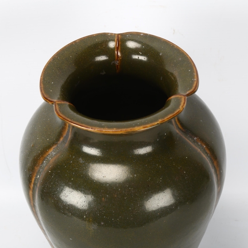 226 - A Chinese Qing style baluster vase, with monochrome tea-dust glaze, Qing mark to base, height 28cm