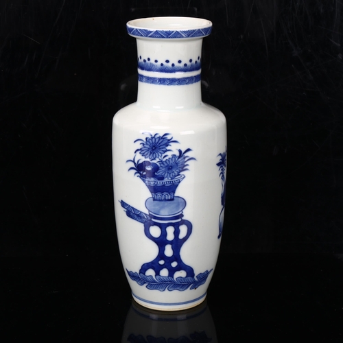 236 - Chinese blue and white porcelain vase, 4 character mark, height 20cm