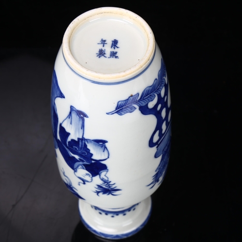 236 - Chinese blue and white porcelain vase, 4 character mark, height 20cm