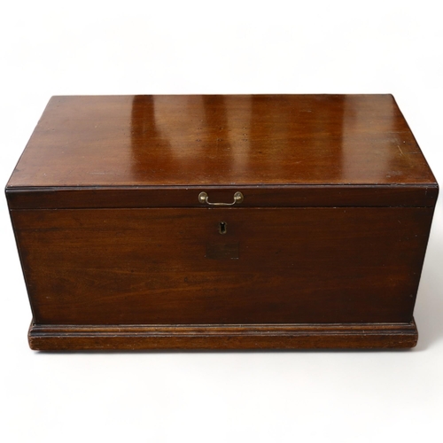 256 - A George IV mahogany document box with sectioned interior and brass fittings, height 45cm, 90 x 47cm