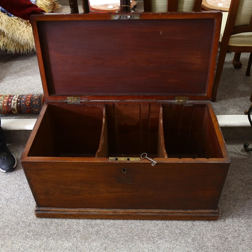 256 - A George IV mahogany document box with sectioned interior and brass fittings, height 45cm, 90 x 47cm