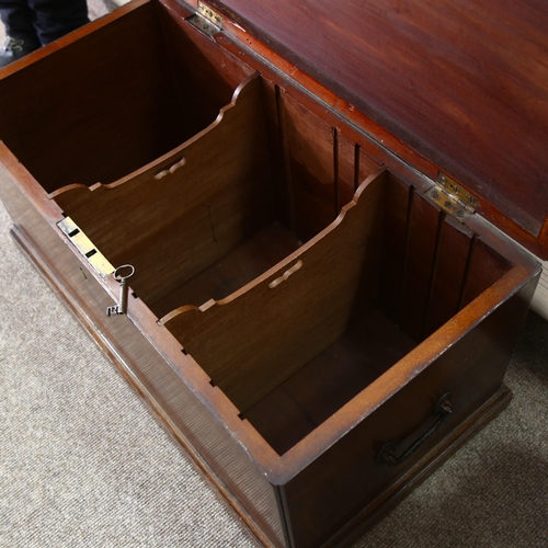 256 - A George IV mahogany document box with sectioned interior and brass fittings, height 45cm, 90 x 47cm