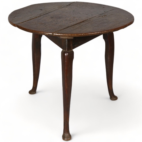 258 - A George II oak cricket table, diameter 78cm, height 68cm