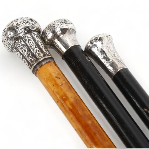 266 - 3 silver-topped walking canes