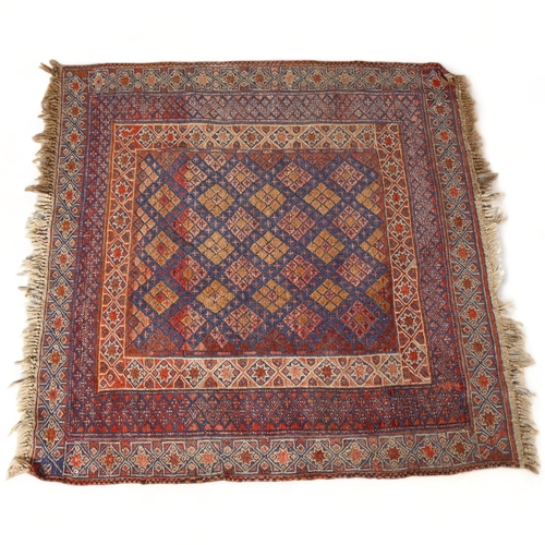 278 - A small 20th century Afghan rug with flat weave borders, 110cm Sq