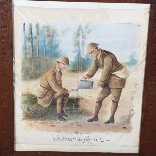 283 - A First World War painting on silk 