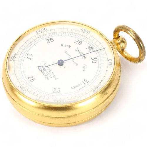 286 - A gilt metal pocket barometer by J.C. McKechnie, 5 Castle Street, Edinburgh, in original leather out... 