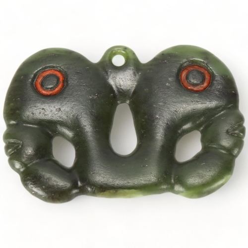 69 - A Maori, New Zealand pounamu stone carved pendant, in Pekapeka (native bat) form, length 7cm