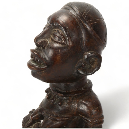 78I - A Bakongo, Angola, wood carved figure of mother and child, height 38cm