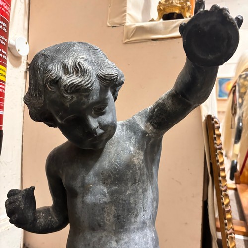 290 - A 19th century cast lead garden figure, in the form of a child Satyr or Faun, height 38cm