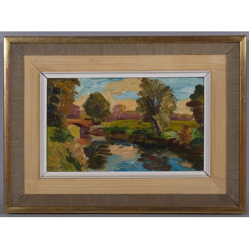 526 - William Warden RBA (1908 - 1982), Royal Military canal Hythe, oil on board, 1970, signed, 15cm x 25c... 