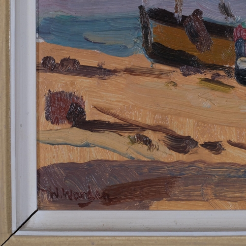 527 - William Warden RBA (1908 - 1982), 2 boats, Dungeness, oil on board, signed, 15cm x 20cm, framed, pro... 