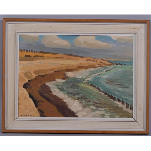 538 - William Warden RBA (1908 - 1982), Winchelsea beach, oil on board, signed, 26cm x 36cm, framed, prove... 