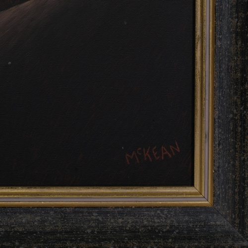 558 - Graham Mckean (born 1962), on the door, oil on canvas, signed, 50cm x 41cm, framed