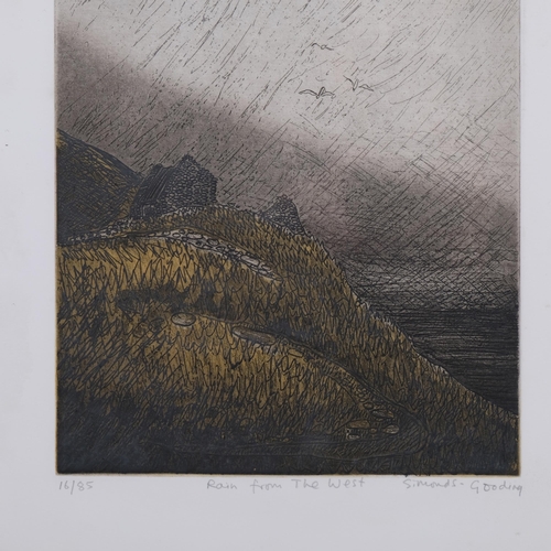 563 - Maria Simonds-Gooding, Rain From The West, coloured etching, signed in pencil, no. 16/85, plated 28c... 