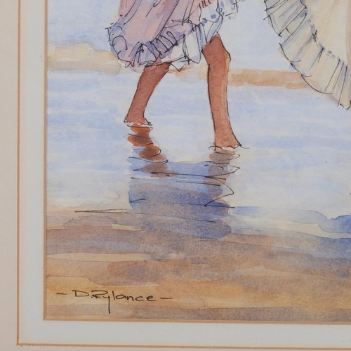 565 - David Rylance (born 1941), 2 girls at the shore, watercolour, signed, 27cm x 23cm, framed