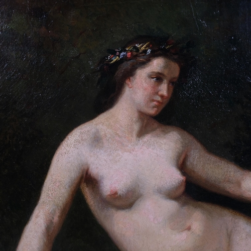 572 - 19th century oil on canvas, Classical female nude, unsigned, 64cm x 80cm, framed