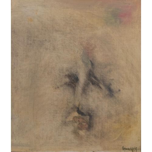 576 - David Hemmings (1941 - 2003), abstract face, oil on canvas, signed and dated '69, 35cm x 30cm, frame... 