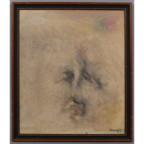 576 - David Hemmings (1941 - 2003), abstract face, oil on canvas, signed and dated '69, 35cm x 30cm, frame... 