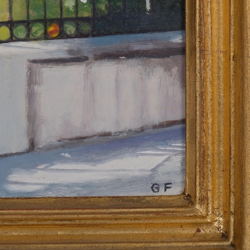 578 - Gillian Furlong, Continental villa, oil on board, signed with monogram, 19cm x 24cm, framed