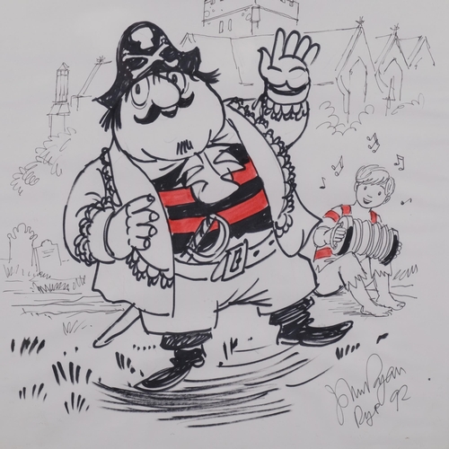 582 - John Ryan (1921 - 2009), Captain Pugwash, 2 original pen and ink cartoons, signed and dated 1992 and... 