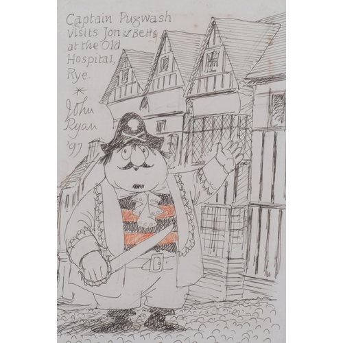 582 - John Ryan (1921 - 2009), Captain Pugwash, 2 original pen and ink cartoons, signed and dated 1992 and... 