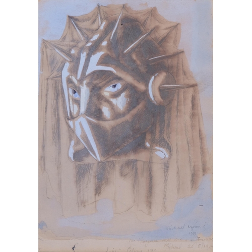 609 - Michael Ayrton (1921 - 1975), armed head, ink/body colour on paper, signed inscribed and dated 1941,... 