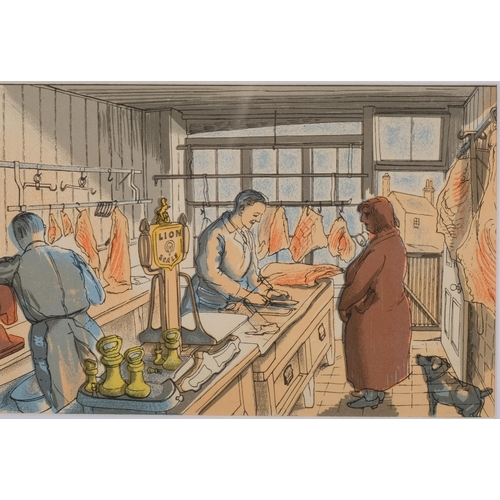 614 - Edward Bawden (1903 - 1989), the butcher/the tailor, colour lithograph published by Curwen Press 194... 