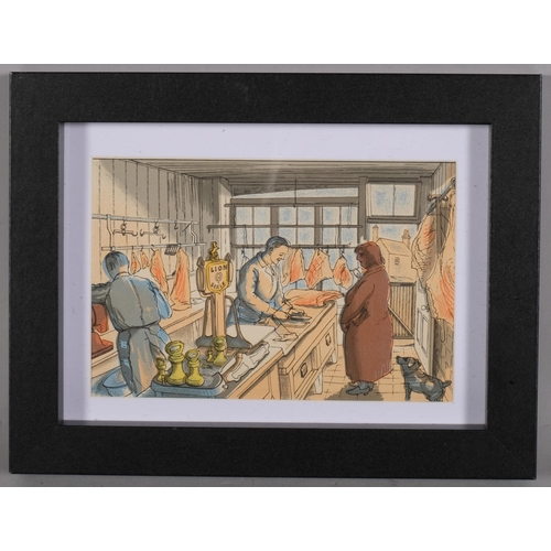 614 - Edward Bawden (1903 - 1989), the butcher/the tailor, colour lithograph published by Curwen Press 194... 