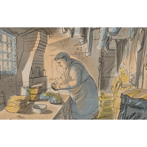 615 - Edward Bawden (1903 - 1989), peeling potatoes/the Child Welfare Clinic, colour lithograph published ... 