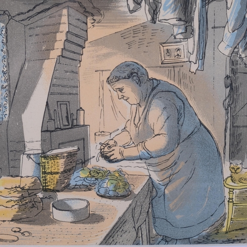 615 - Edward Bawden (1903 - 1989), peeling potatoes/the Child Welfare Clinic, colour lithograph published ... 