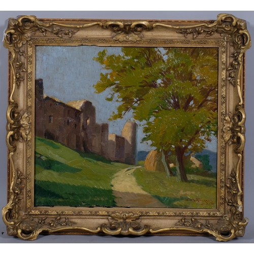 619 - William Miller Frazer (Scottish, 1864 - 1961), sunlight on castle ruins, signed and dated 1930, 39cm... 