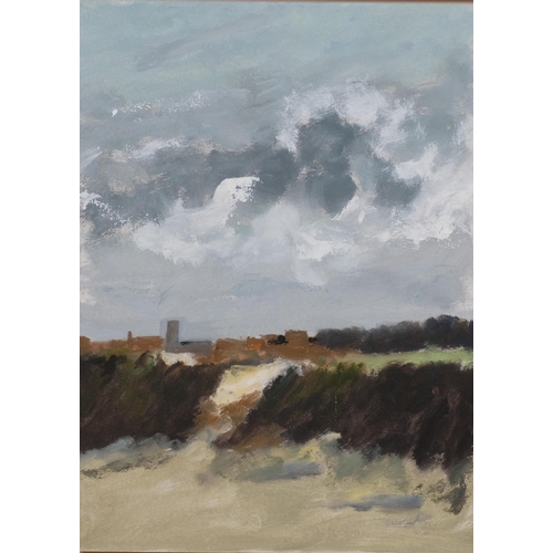 621 - 20th century Norwich School, a village by the sea Norfolk, oil on panel, unsigned, 41cm x 30cm, fram... 