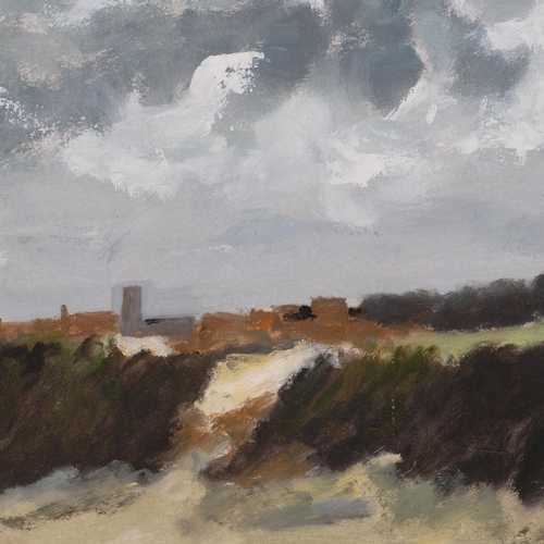 621 - 20th century Norwich School, a village by the sea Norfolk, oil on panel, unsigned, 41cm x 30cm, fram... 