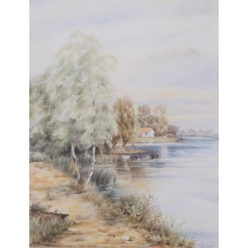 625 - Paul Bertram, pair of landscapes, watercolours, and J Roebuck, river landscape, framed (3)