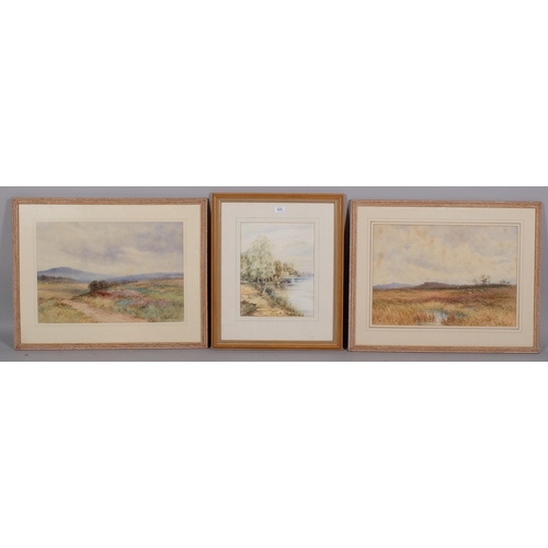 625 - Paul Bertram, pair of landscapes, watercolours, and J Roebuck, river landscape, framed (3)