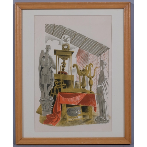 633 - Eric Ravilious (1903-1942), lithograph in colours on paper, Second Hand Furniture and Effects, 22.5c... 