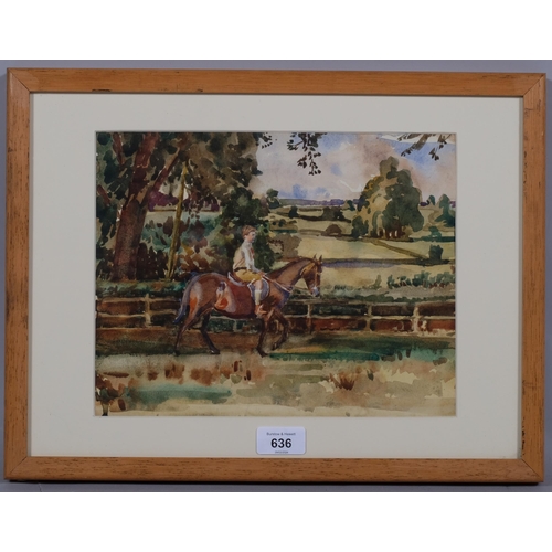 636 - Leonard Richmond (1889-1965), watercolour on paper, Morning Ride, 22.5cm x 28.5cm, mounted, glazed a... 