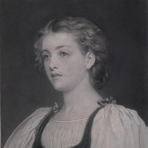 645 - Samuel Cousins (1801-1887), mezzotint on paper, Biondina after Frederick Leighton, 31cm x 24cm, glaz... 