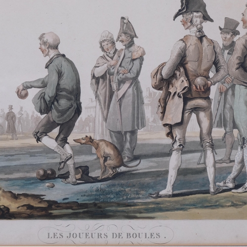 647 - Philibert-Louis Debucourt (1755-1832), engraving in colour on paper, Les Jouers de Boules, after Car... 