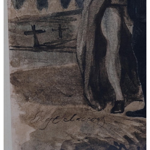 655 - Eugene Delacroix (1798-1863), lithograph on paper, Hamlet (1843), signed in the plate, 27.5cm x 21cm... 