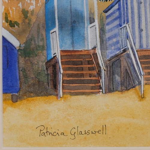 657 - Patricia Glasswell (XX-XXI), watercolour on paper, Beach Huts, Norfolk, signed lower left, 18.5cm x ... 