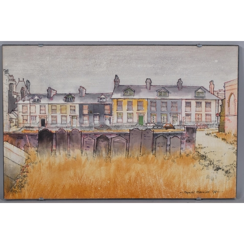 666 - Hywel Harries, Welsh urban scene, watercolour/ink, signed and dated 1978, 30cm x 46cm, framed