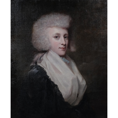 676 - **REPLACEMENT CONDITION REPORT** 19th century portrait of a gentleman wearing a powdered wig, oil on... 