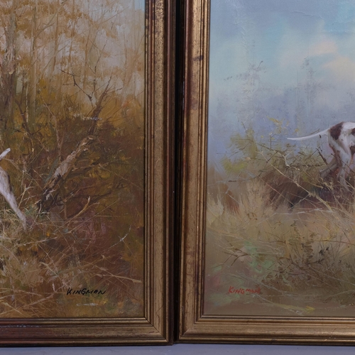 678 - Kingman, Gundogs in woodland, pair of oils on canvas, signed, 60cm x 90cm, framed