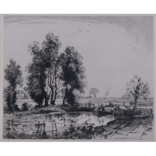 681 - Albany Howarth, pair of etchings, Old Sussex Mill and Hertfordshire canal, signed in pencil, plate 1... 