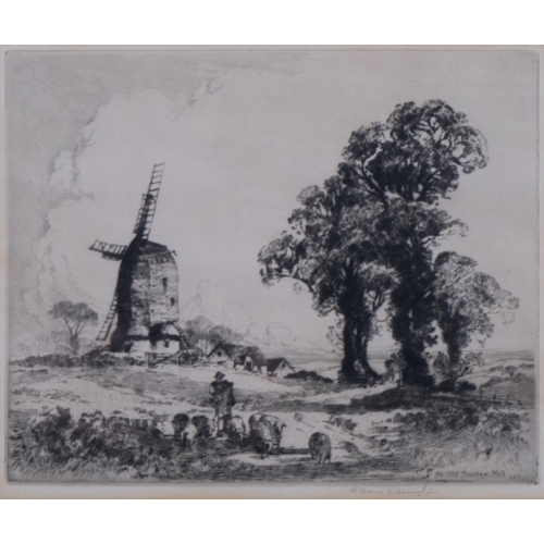 681 - Albany Howarth, pair of etchings, Old Sussex Mill and Hertfordshire canal, signed in pencil, plate 1... 