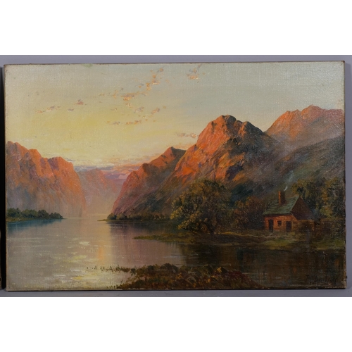 683 - F E Jamieson, pair of Highland loch scenes, oils on canvas, signed, 40cm x 61cm, framed