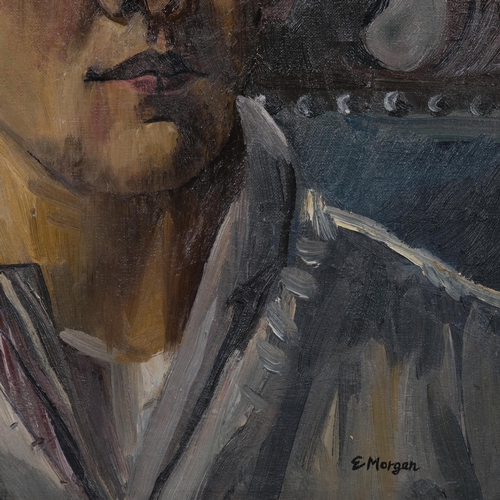 686 - E Morgan, portrait of a man, circa 1960s, oil on canvas, signed, 60cm x 50cm, framed